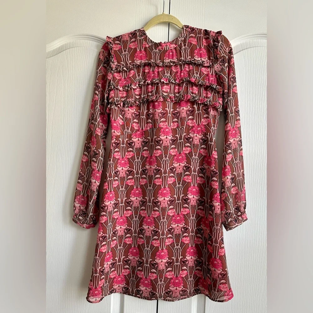 Topshop | Pink Floral Mod Style Dress - Size 6 - EUC_5